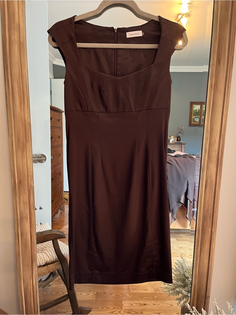 Calvin Klein Chocolate Brown Cap-Sleeve Sheath Dress